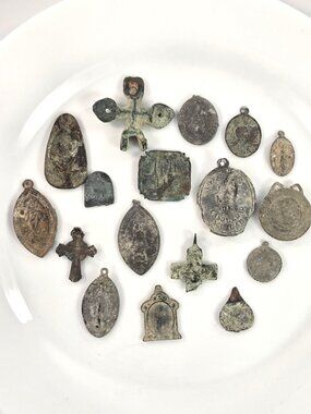 Very Old Dug Crucifix Cross Catholic Medals Pieces Pendants